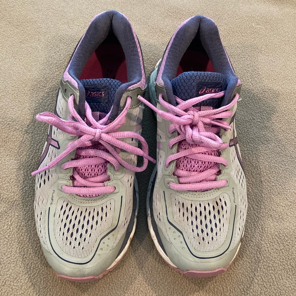 ASICS T597N, Women’s running sneakers, pink and gray, size 6